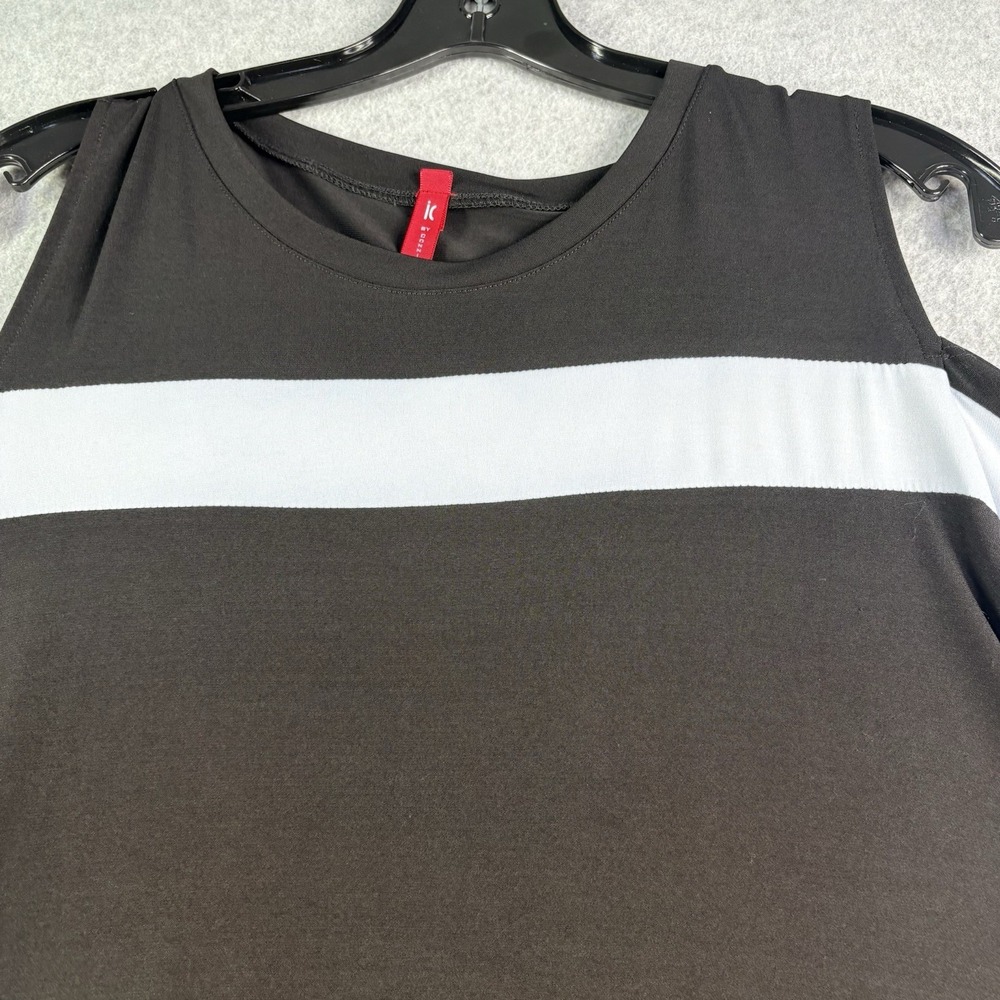 IC Collection Tunic Top Women's M Open Shoulder StripeBlack/White - Picture 3 of 10